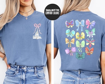 Disney Princess Coquette Comfort Colors® Shirt Princess Bow Sweatshirt Disney Coquette Shirt Princess Girls Disney Castle Disney Trip Shirts