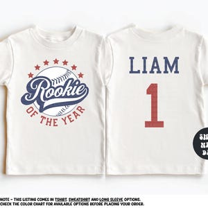 Custom Birthday Shirt Baseball Birthday Rookie Of The Year Shirt Custom Name Baseball Sports First Birthday Party Outfit 1st Birthday Shirt