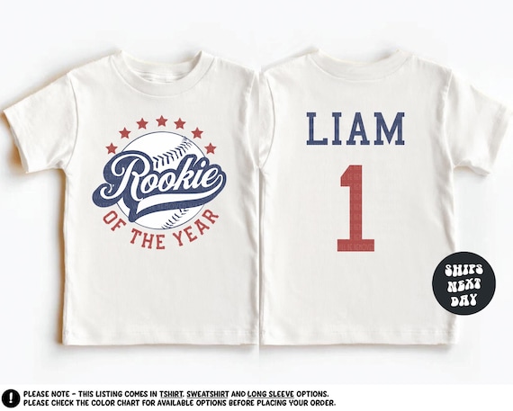 Custom Birthday Shirt Baseball Birthday Rookie Of The Year Shirt Custom Name Baseball Sports First Birthday Party Outfit 1st Birthday Shirt