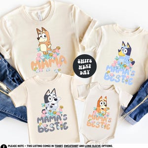 Custom Blue Dog Shirt Blue And Bingo Kids Shirt Matching Blue Dog Cartoon Shirts Matching Mommy And Me Shirt Custom Text Toddler Kids Shirt