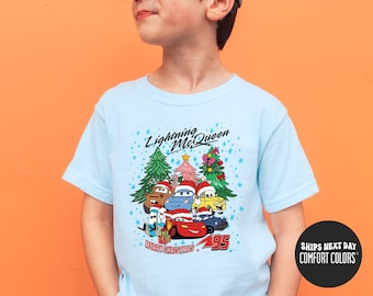 Disney McQueen Christmas Kids Comfort Colors® Shirt  Car Christmas Toddler Shirt Xmas McQueen Toddler Sweatshirt Disney Christmas Gift