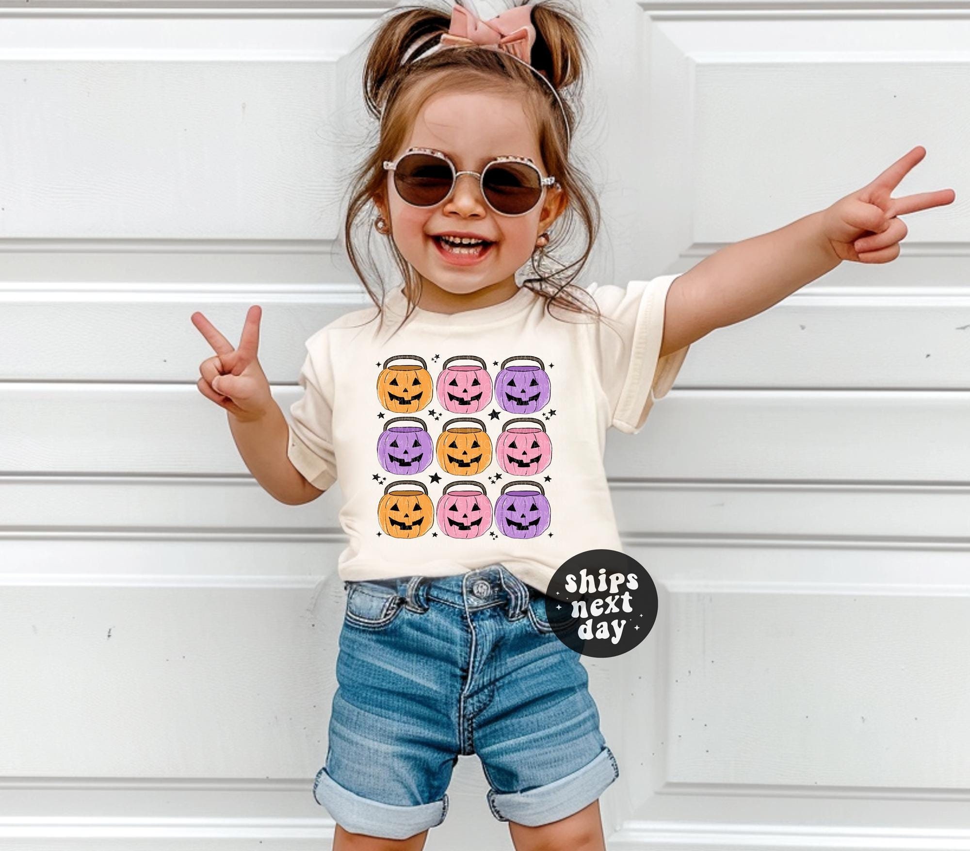 Pumpkin Shirt Halloween Shirt Girls Halloween T Shirt Jack O Lantern Shirt Groovy Halloween T-Shirt Kids Pumpkin Bucket Shirt Jack'o Lantern
