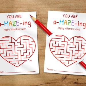 Du bist erstaunlich Valentine | Valentinstag Schule | Ausdruckbare Valentinstag für Kinder | Nichts Süßigkeit Valentinsgrüße | Holzpuzzle Stiftehalter | ein-Maze-ing