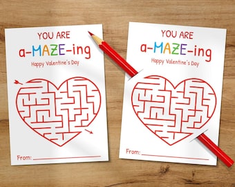 You&#39;re Amazing Valentine | School Valentine | Printable Valentine for Kids | Non Candy Valentines | Puzzle  | Pencil Holder | a-MAZE-ing