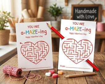 Labyrinth-Valentinstagskarte für Kinder | Stiftehalter (PDF)