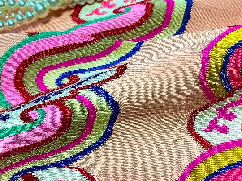 Pink Burmese Luntaya Acheik Longyi Ethnic Wrap Tube Skirt