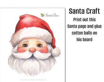 Santa Craft| Santa’s Beard Craft|Christmas Craft|Printable Santa Claus Craft|Homeschool Christmas Craft| Christmas Craft For Kids