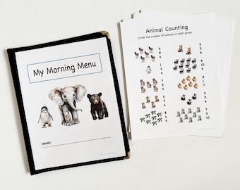 Personalized Animal Activity Morning Menu | Preschool Kindergarten