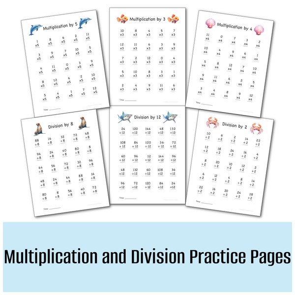 Hojas de trabajo de práctica de multiplicación y división