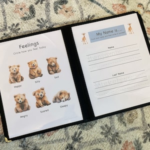A Feelings Home Learning activity page where children can circle the bear or bears exhibiting their current feelings. A Customized name page that allows children to trace their names and then practice writing them on their own.
