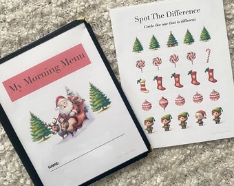Christmas Morning Menu|Homeschool Morning Menu|Preschool Morning Menu|Kindergarten Morning Menu|Christmas Activity Book|Christmas Printables