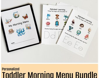 Personalized Toddler Morning Menu Bundle with 48 Activity Pages