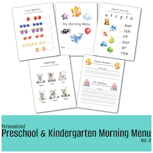 Personalized Morning Menu Pages