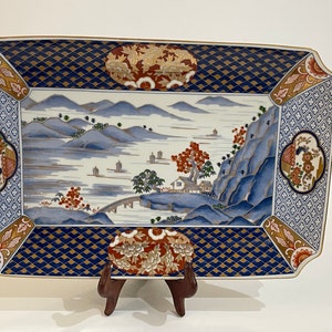 Kozan Gama,  Large Porcelain Rectangular Japanese Serving Tray.