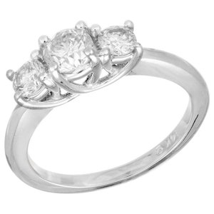 EGL Certified .54 Carat Round Brilliant Cut Diamond Engagement Ring White Gold Three-Stone Wedding Ring Anniversary Ring