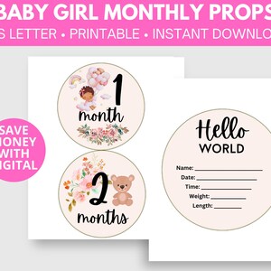 Accessoires proto mensuels pour bébé fille imprimables