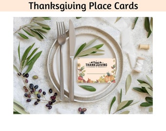 Family and Friends Thanksgiving Place Cards for Thanksgiving Feast, Printable Thanksgiving Place Cards, Thanksgiving Seat Markers