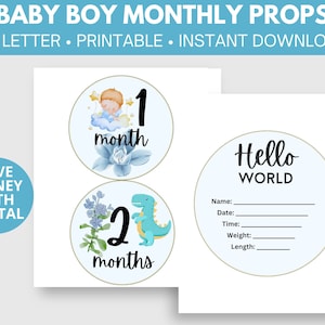 Accessoires proto mensuels pour bébé garçon imprimables