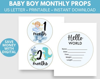 Baby Boy Monthly Proto Props Printable