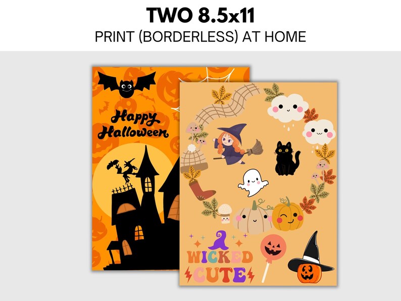 Halloween Decorations Printable 8.5x11 and 5x7, Set of 6, Instant ...