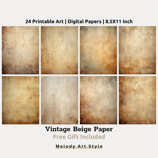 Vintage Paper Texture, Antique Background, Digital Papers Printable Beige Brown Set, Commercial Use, Digital Paper for Craft, Scrapbook D72