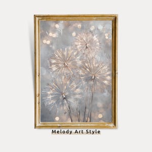 Löwenzahn Wandkunst, Blumen Vintage Ölgemälde Neutral Kunstwerk Blumendruck, Löwenzahn Bauernhaus Dekor minimalistische druckbare Kunst P314