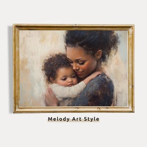 愛情あふれる母と子のプリント可能な壁アート、保育園の装飾、母性油絵プリント肖像画アート、母の日、即時ダウンロード P450