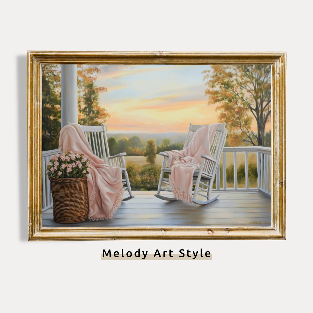 Printable Rustic Country Porch Wall Art, Farmhouse Country Sunset Decor ...