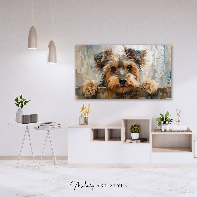 Yorkshire Terrier Art for Frame TV 4K 8K Rustic Decor Cute Pet Portrait ...