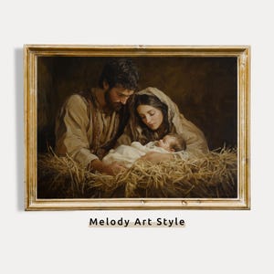 Jesus Birth Nativity Wall Art, Christian Spiritual Decor Mary and Joseph with Baby Jesus Printable, Christian Faith Digital Download P471