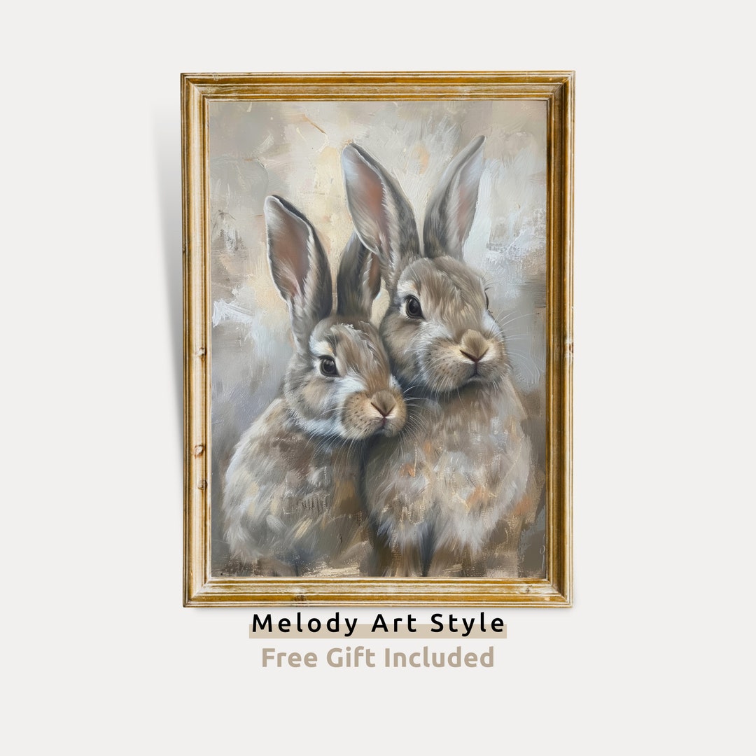 Easter Bunny Printable Wall Art Cottagecore Decor Vintage Spring Easter ...