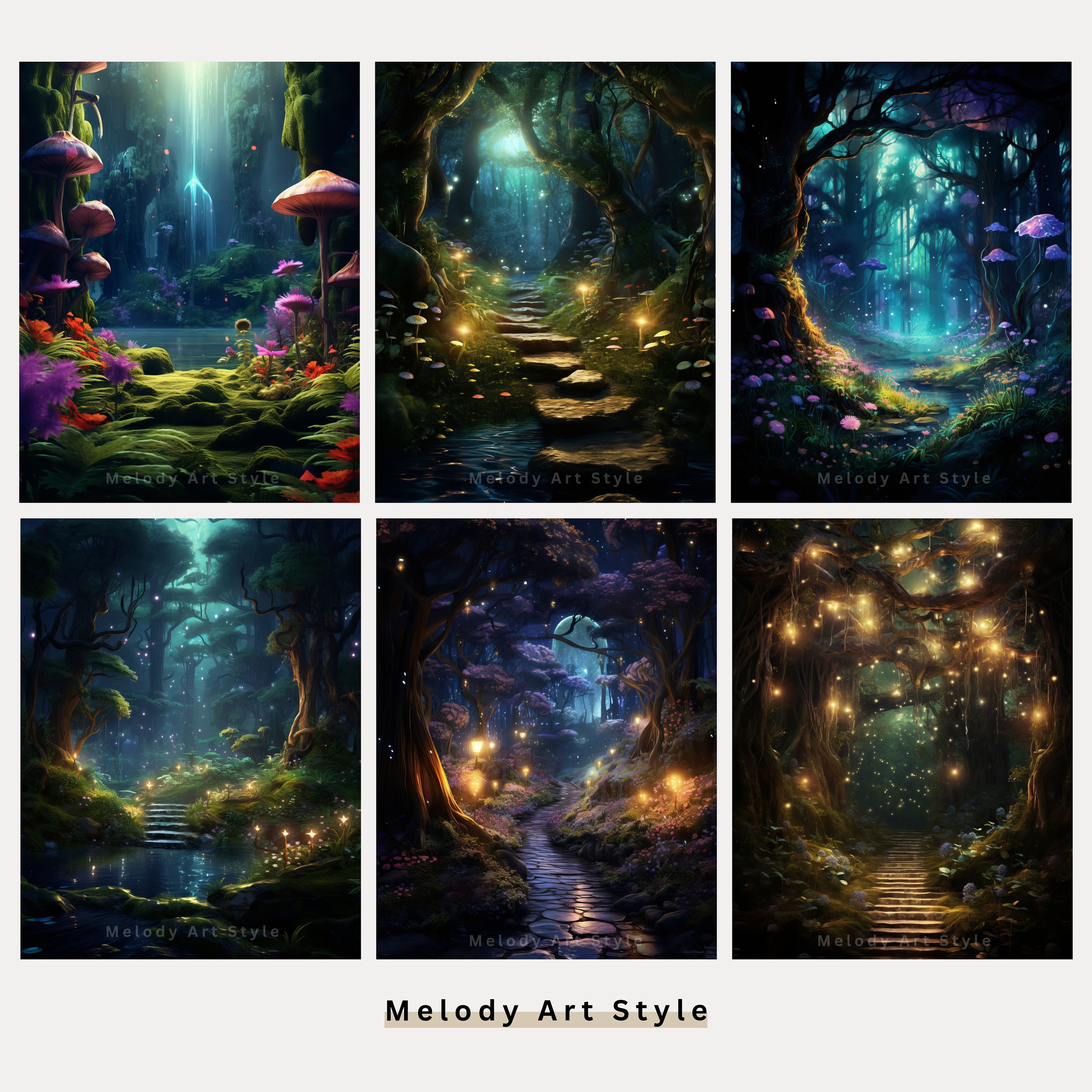 Enchanted Forest Printable Art Fairy Forest Paper Set Forest Wallpaper ...