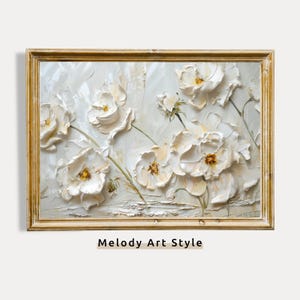 3D Blumen Wand Kunst weiße Blumen Poster Elegante Blüte Malerei botanische druckbare digitaler Download P71