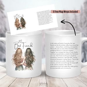 Best Friends Mug Sublimation Design, 11oz and 15oz Mug PNG Wrap, Best Friend Gift Cup Wrap PNG Digital Download, Bestie Mug