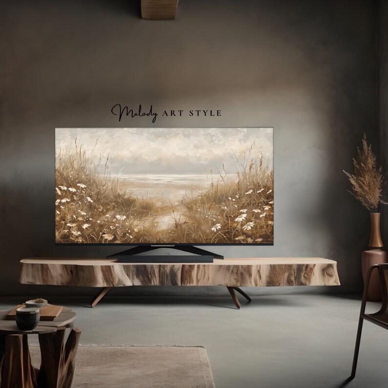 Wildflower Field Landscape Frame Tv Art 4k 8k Vintage Meadow Painting