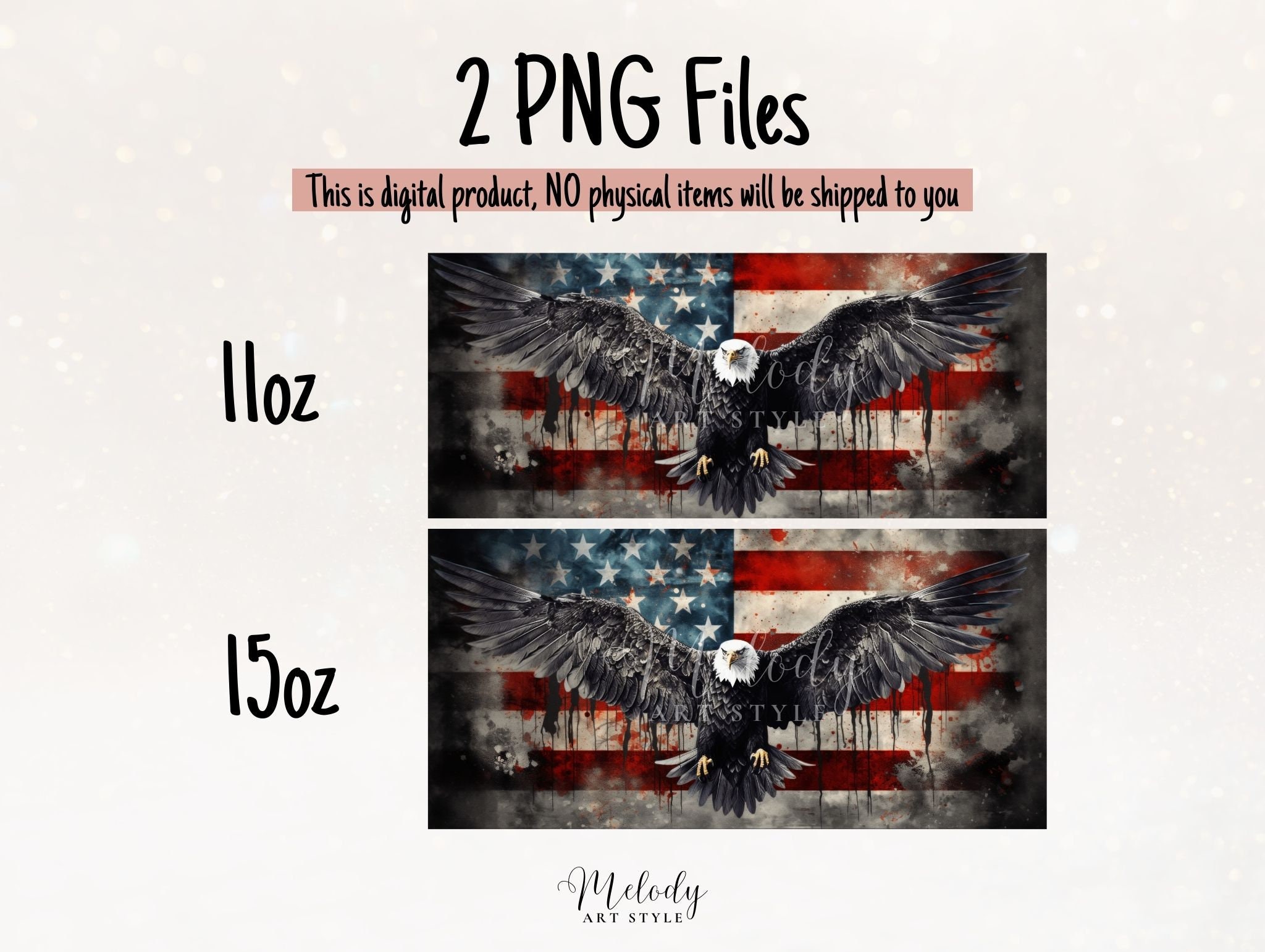 Patriotic Eagle Mug Sublimation Design, 11oz and 15oz Mug PNG Wrap