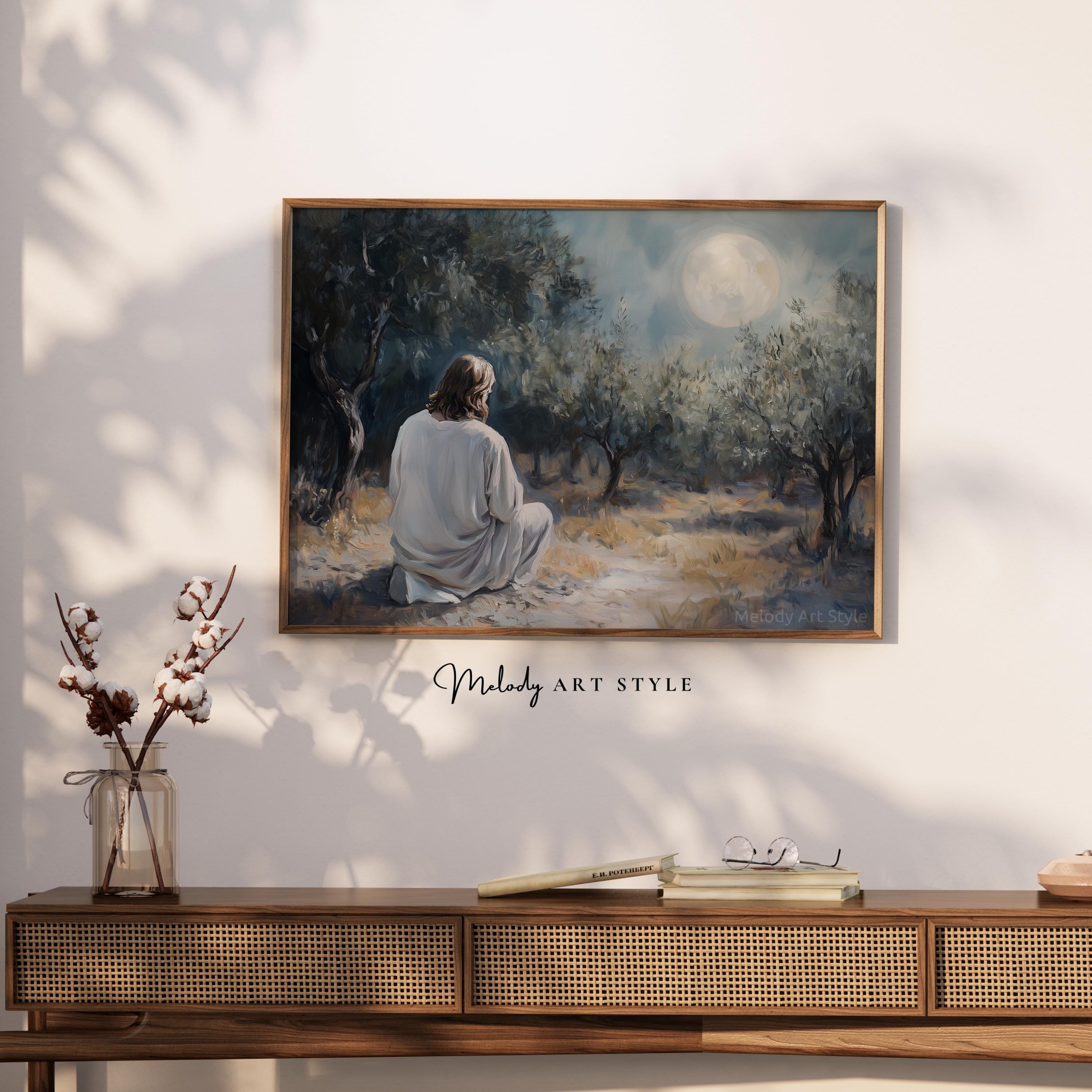 Jesus Praying in Gethsemane Spiritual Christian Printable Wall Art ...
