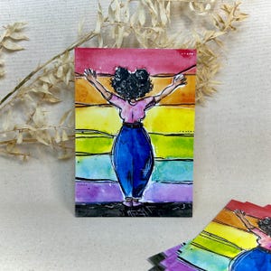 Fille Pride • Carte postale • LGBTQ+ • Arc-en-ciel • Carte de vœux A6