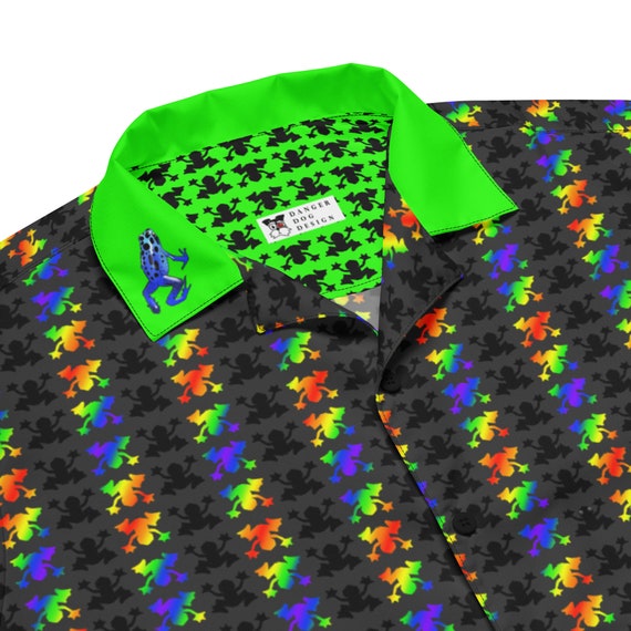 frog dress shirt Rainbow Dark Frog - Unisex Button Shirt