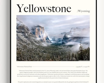 Yellowstone Poster, Yellowstone Print, Yellowstone National Park Poster, Yellowstone Park, Yellowstone Wall Art Wyoming Print Wyoming Poster