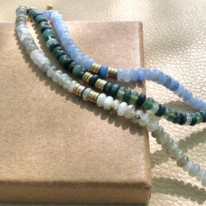 Bracelets made of Sodalite, Labradorite, and Indian Agate stones