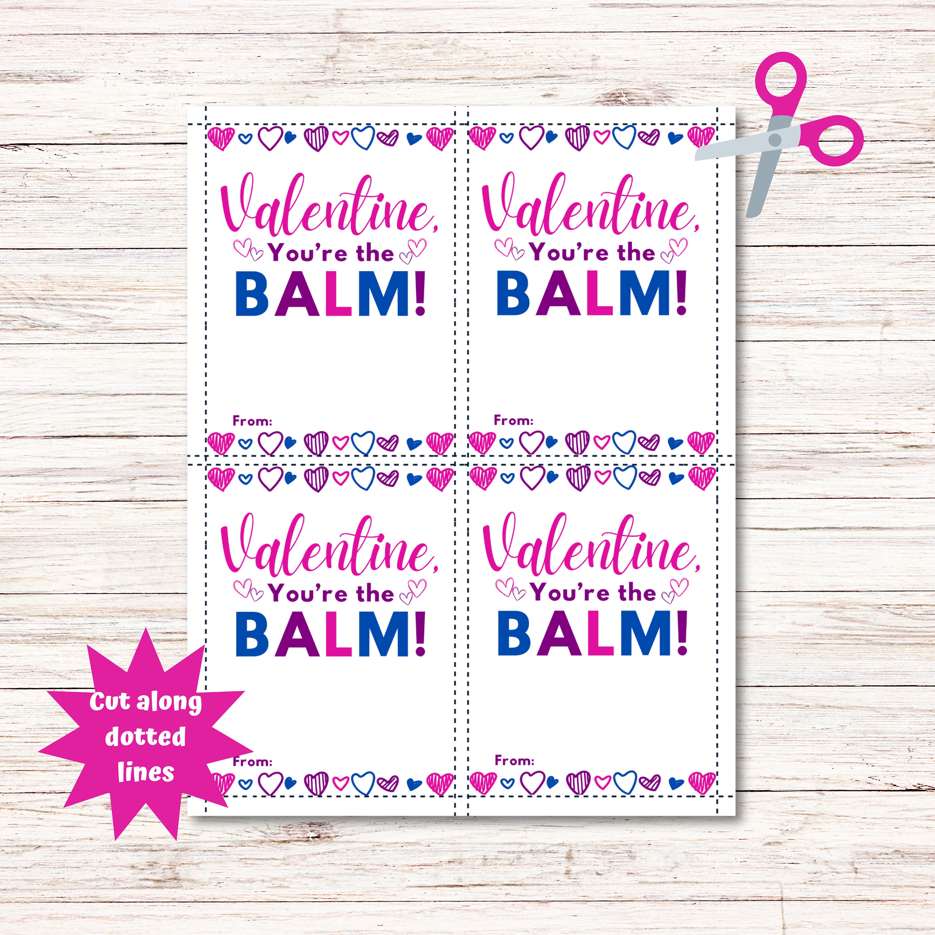 Lip Balm Valentine / Printable Valentine / Valentines for Kids