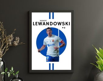 Robert Lewandowski Druck, FC Barcelona Fan Geschenk, Fußball Wandkunst, Fußball Poster, Lewandowski druckbar, Fußball Druck