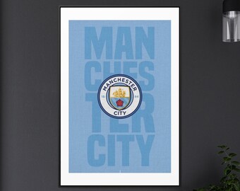 Manchester City Poster, Man City Druck, Sportposter, Fußballdruck, Fußballgeschenke, Premier League, Sportkunst Haaland De Bruyne Foden