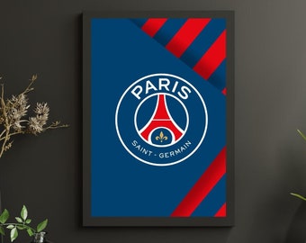 Affiche PSG, Affiche murale de football du Paris Saint-Germain, Impression de football, Moderne du milieu du siècle, Fan de football, Cadeau PSG, Kylian Mbappe France