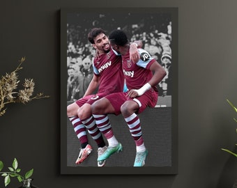 Lucas Paqueta, Mohammed Kudus Poster, West Ham United Football Poster, West Ham Print, Soccer Wall Art, Office, Bedroom Football Poster