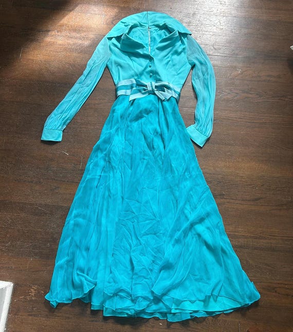 aqua blue chiffon dress Azazie Rosey Junior