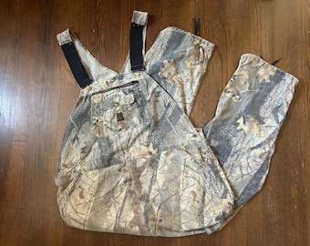 Vintage 90s Liberty Mens plus size Faded Realtree Camouflage Cargo Overalls Bibs 46