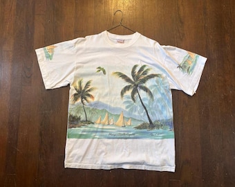 Vintage Y2K Jimmy Buffetts Margaritaville All over Graphic T-Shirt / Streetwear / Retro Style / Y2K Graphic Tee / Music / Beach / Caribbean