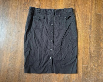 Vintage 2000’s y2k Lauren Ralph Lauren Black Cotton Cargo Button Front Mini Skirt Womens Size 14